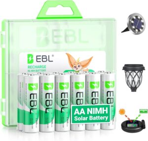 EBL Solar AA Battery Rechargeable Batteries for Outdoor Solar Lights,