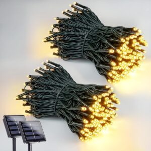 EEW 2 Pack 200 LED Solar String Lights
