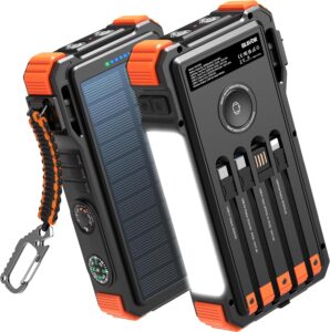 BLAVOR Solar Power Bank 20000mAh Built-in Cables