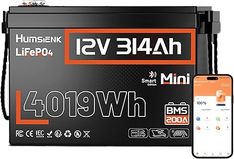 HumsiENK 12V 300Ah (314Ah) LiFePO4 Lithium Battery