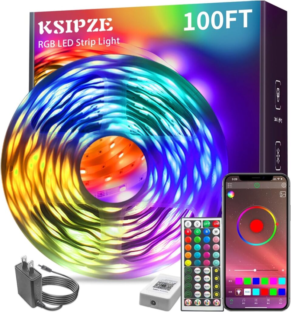 KSIPZE 100ft Led Strip Lights RGB Music Sync
