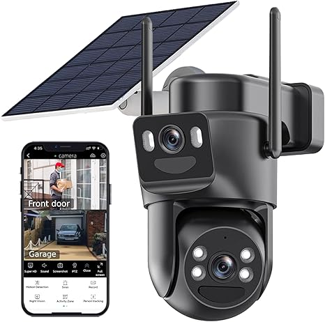 Kurain Dual Lens Solar Security Cameras
