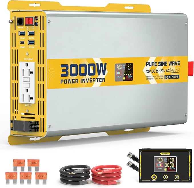 XWJNE 3000W Pure Sine Wave Power Inverter