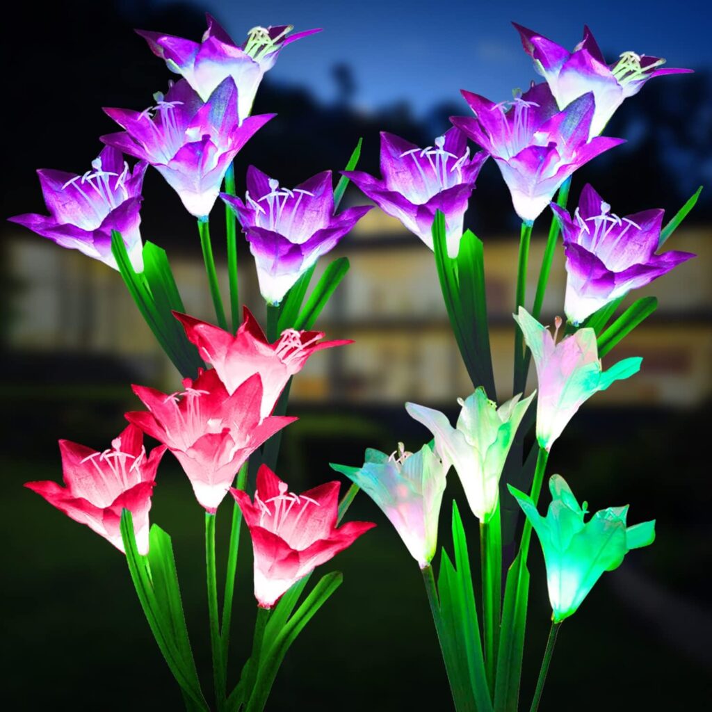 olar Garden Light with Bigger Lily Flowers