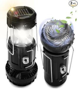2-Pack Solar Camping Fan Lantern