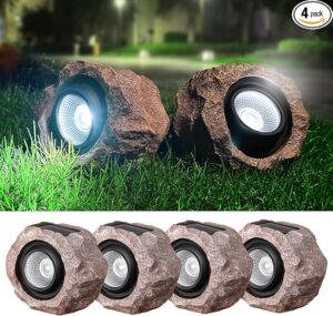 4 Pack Timeflies Solar Rock Lights Outdoor