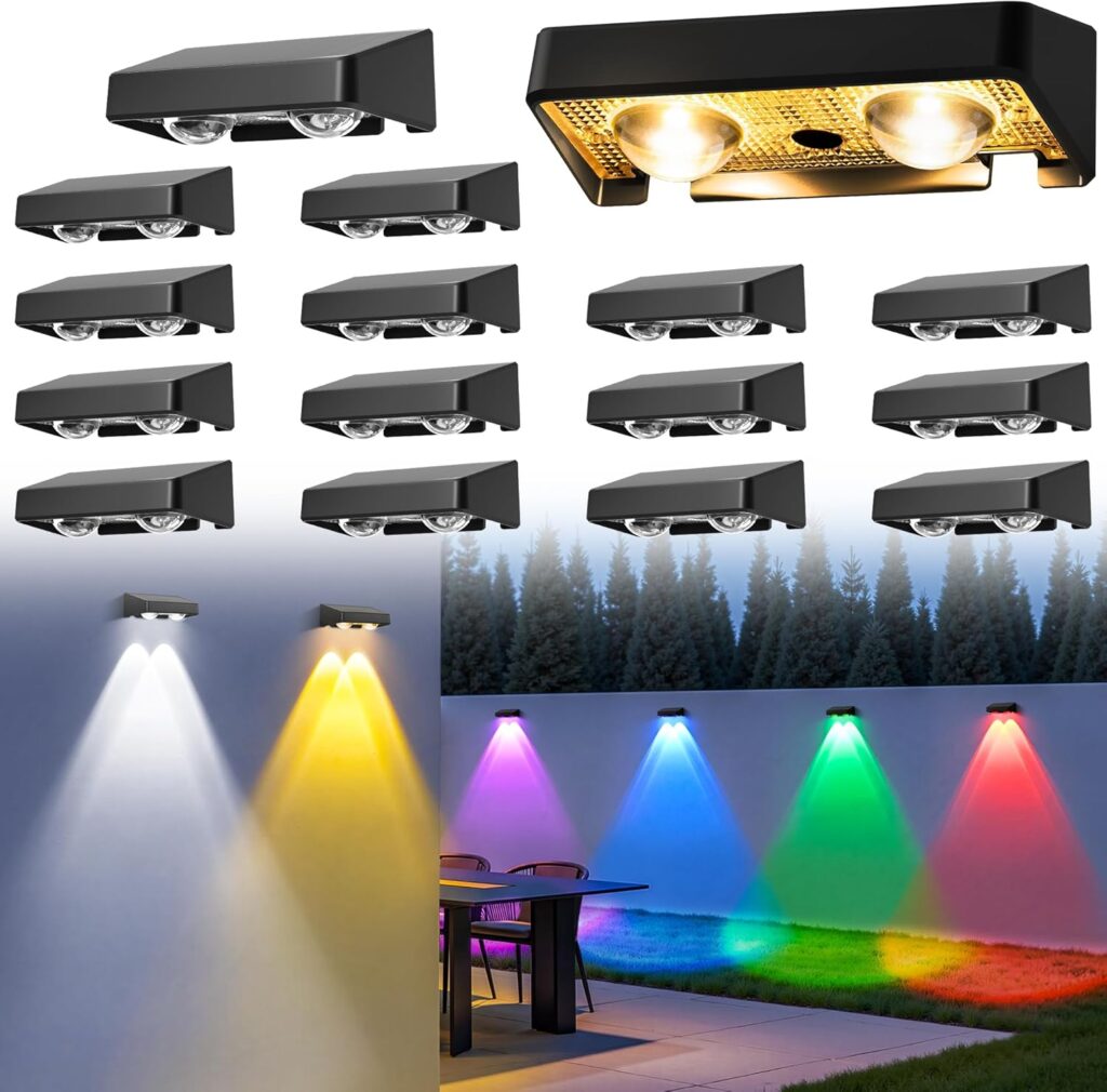 ESUNYD Solar Fence Lights Outdoor