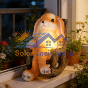 Garden Statues Rabbit Statue with Solar LED Light