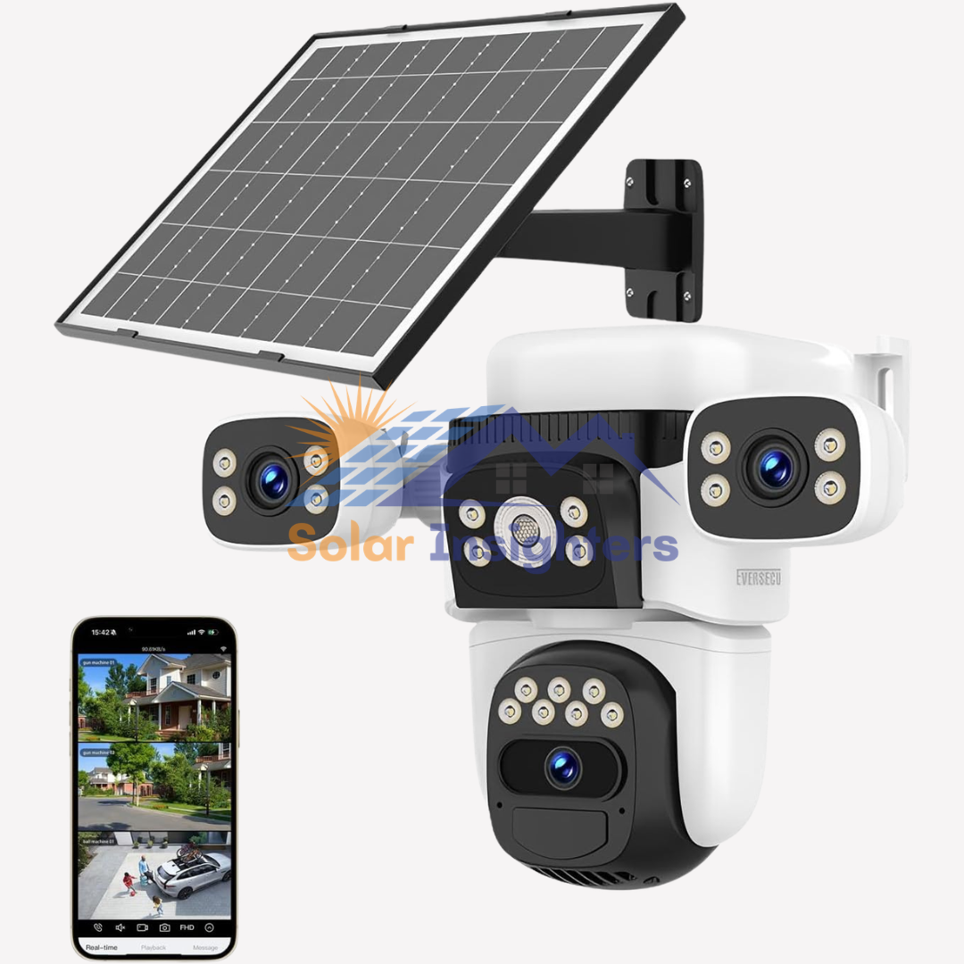 EVERSECU Solar Wireless Triple Lens WiFi PTZ Security Camera