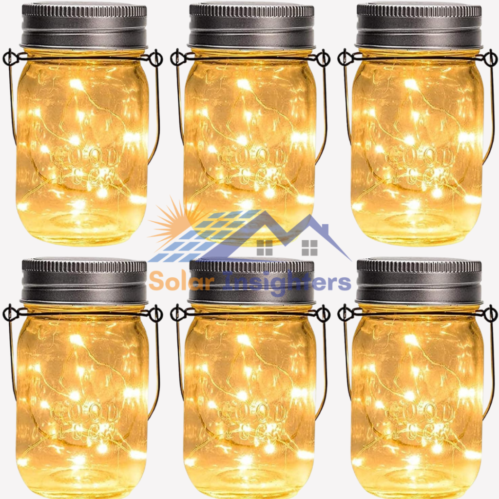 GIGALUMI 6 Pack Hanging Mason Jar Solar Lights