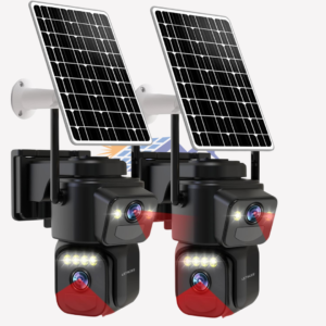 LETSCEE WiFi Solar Security Cameras with Dual Lens