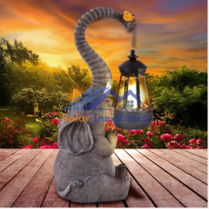 Solar Garden Decor Elephant Statues Lights