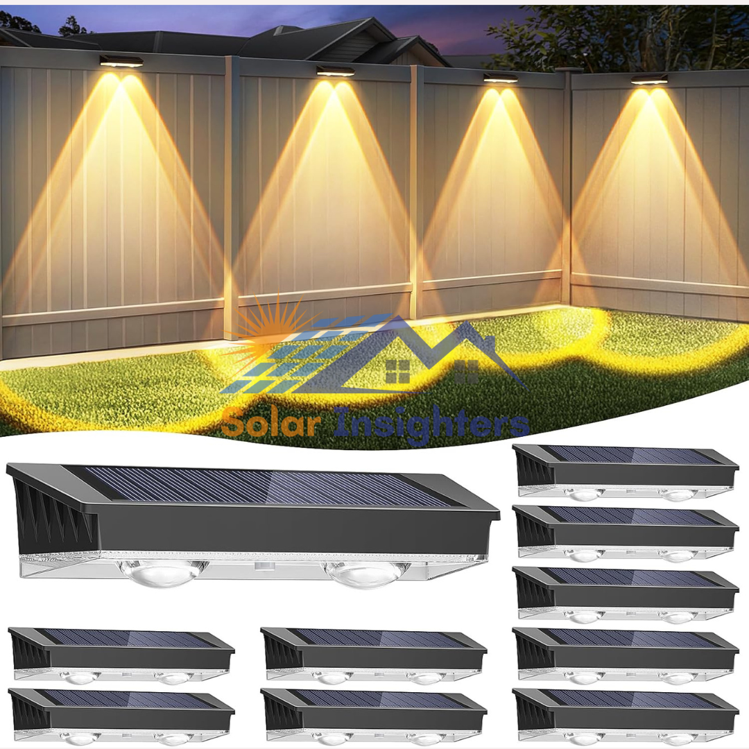 10 Pack Solar Powered Fence Lights with 2 LED