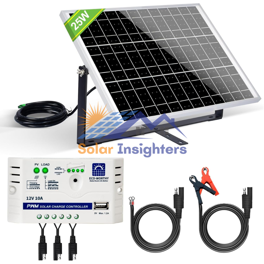 ECO-WORTHY 25 Watts 12V Off Grid Solar Battery Charger Kit