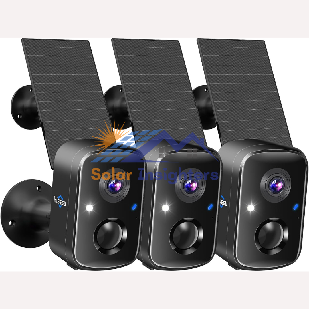 Hiseeu 3pcs Solar Powered WiFi Security Cameras